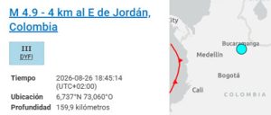 Terremoto en Colombia de M 4,9