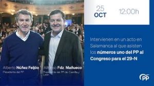 Feijóo y Mañueco intervienen en un acto en Salamanca